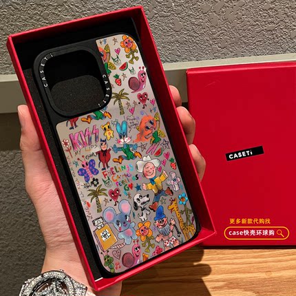 满屏涂鸦查理兔子动物适用iphone17pro手机壳16promax苹果15镜面MagSafe磁吸14plus卡通13复古12趣味Air女