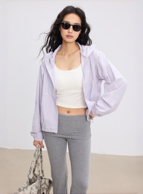 ELE甜椒 莫兰迪色系防晒外套女夏季薄款连帽防紫外线修身显瘦衬衣