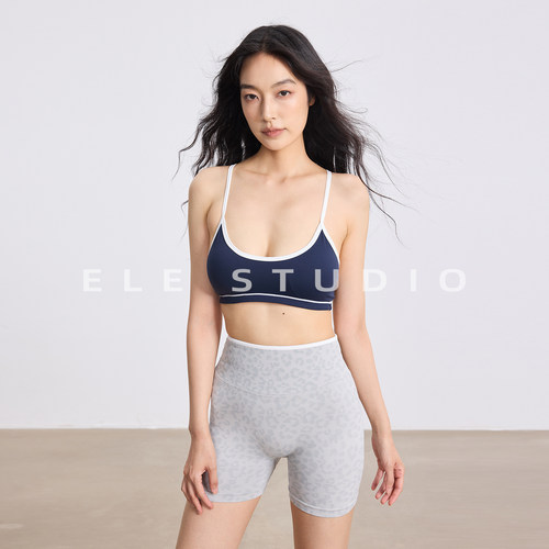 ELE甜椒 极吉撞色运动内衣女普拉提健身服瑜伽背心镂空美背文胸夏