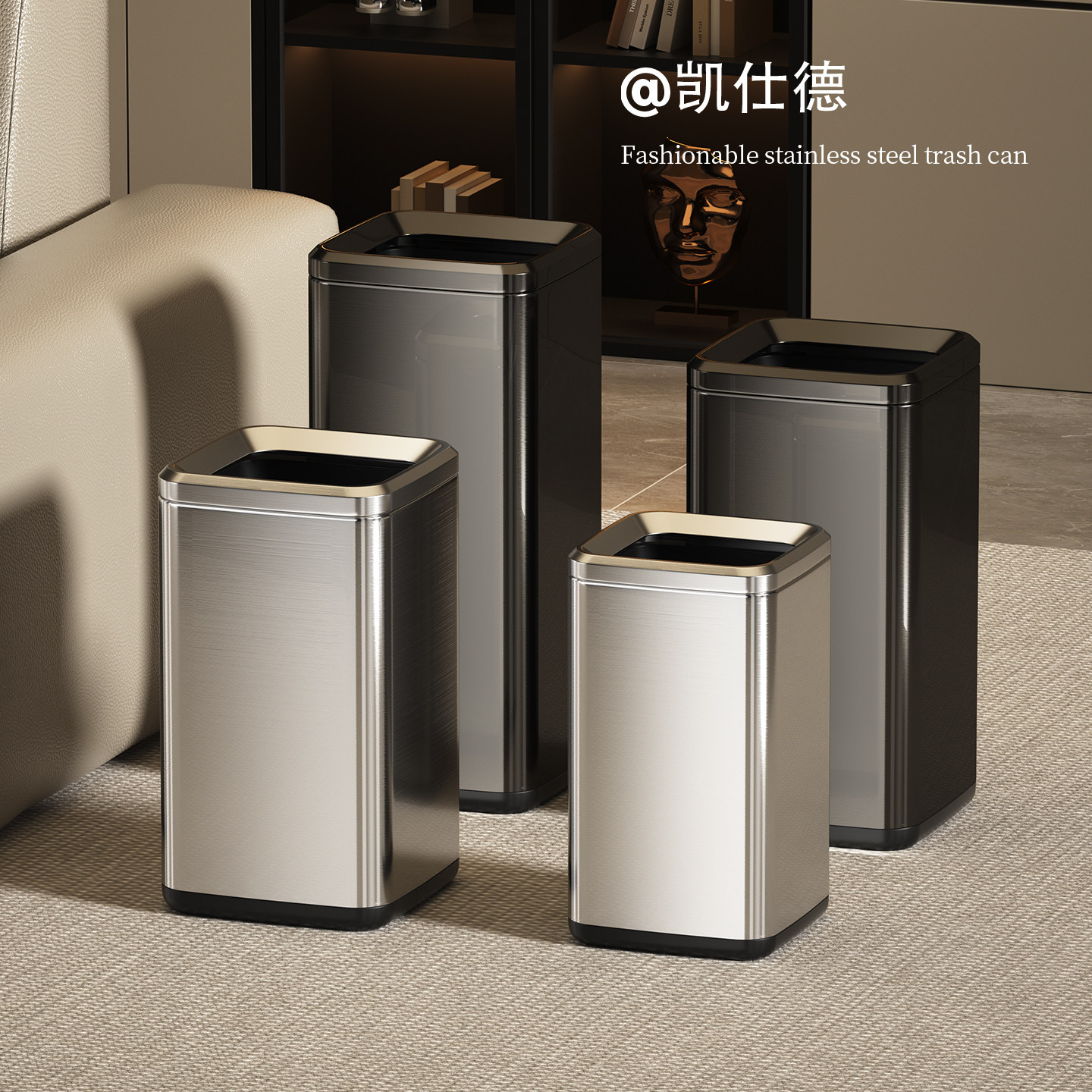 7L~20L多容量不锈钢双层垃圾桶图片