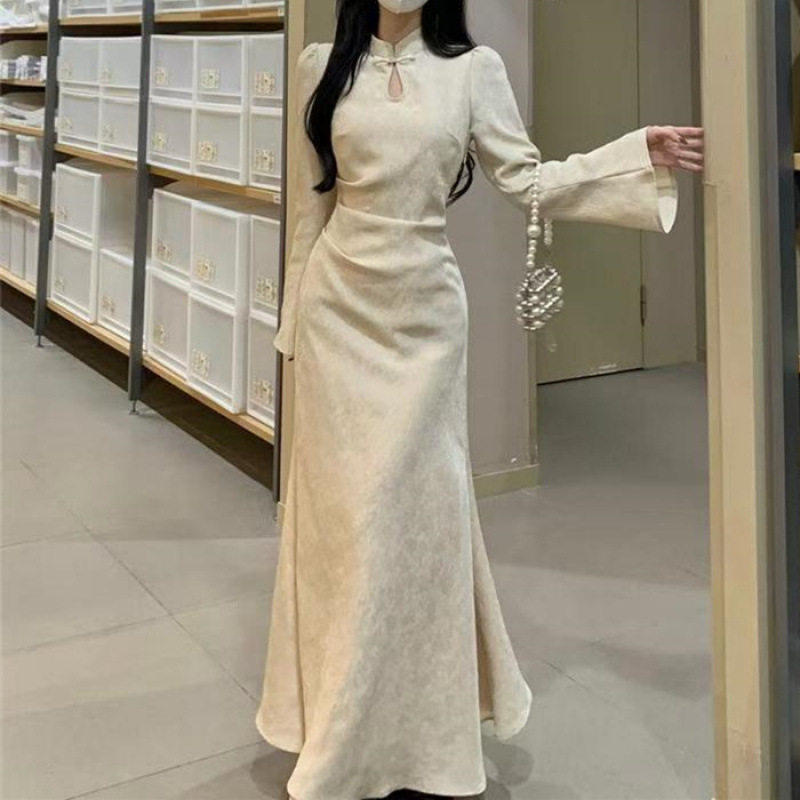 优雅气质新中式旗袍连衣裙春秋女连衣裙