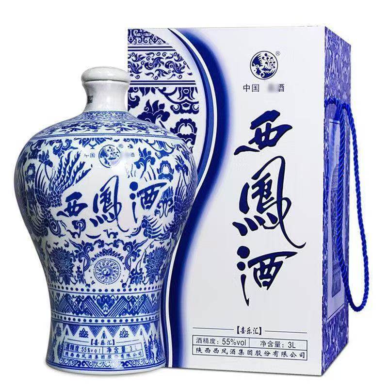 西凤酒55度3L大坛喜乐汇青花瓷瓶凤香型坛装送礼收藏高度白酒