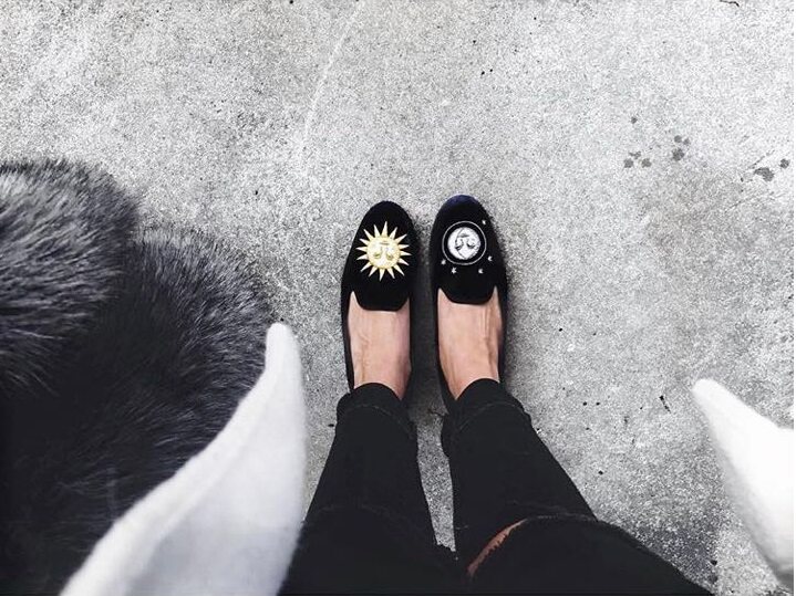 美国弗洛利达 天鹅绒面真皮刺绣平底鞋 ballet flat ins 爆款