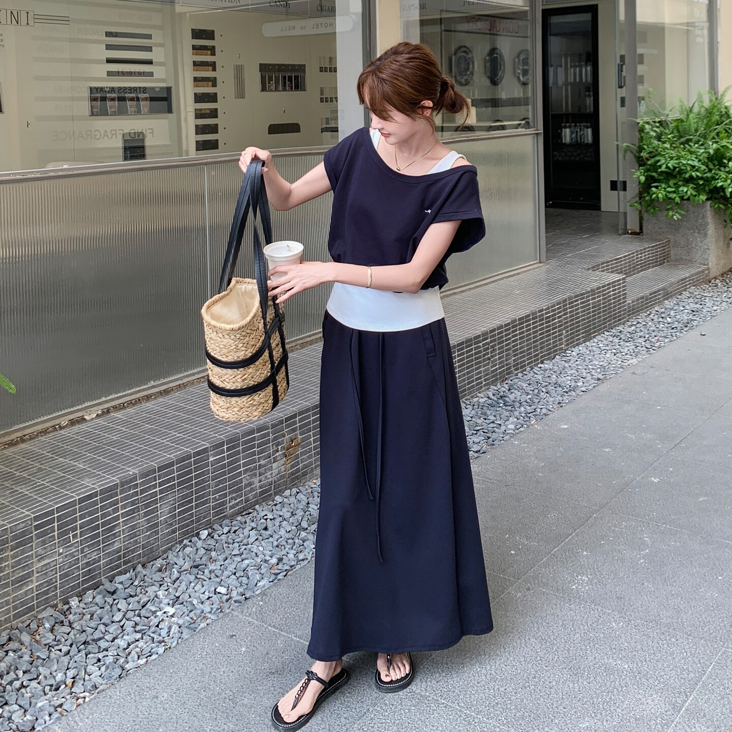 新款假两件上衣半身裙套装221-995P155K218,女装套装/套裙,2B148