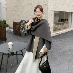 围脖款双面呢大衣2B148-9951短款P315P478长款p385k578图片