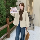 温柔风紫色短款双面呢羊毛外套女冬新款韩版毛呢大衣小个子高级感，女装毛呢外套，2B148