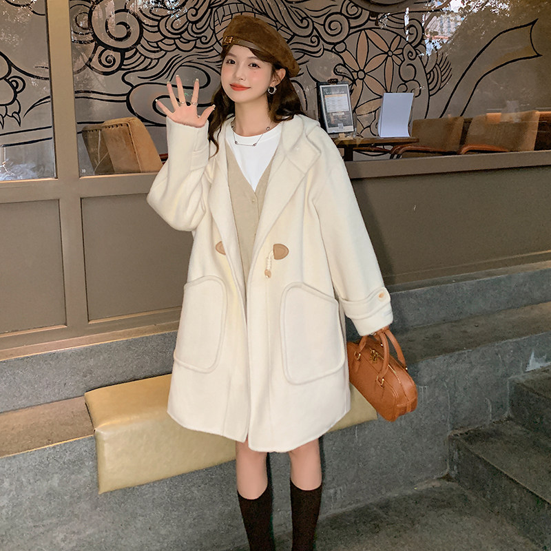 2025新款奶白色呢子大衣221-915P165K238,女装毛呢外套,2B148