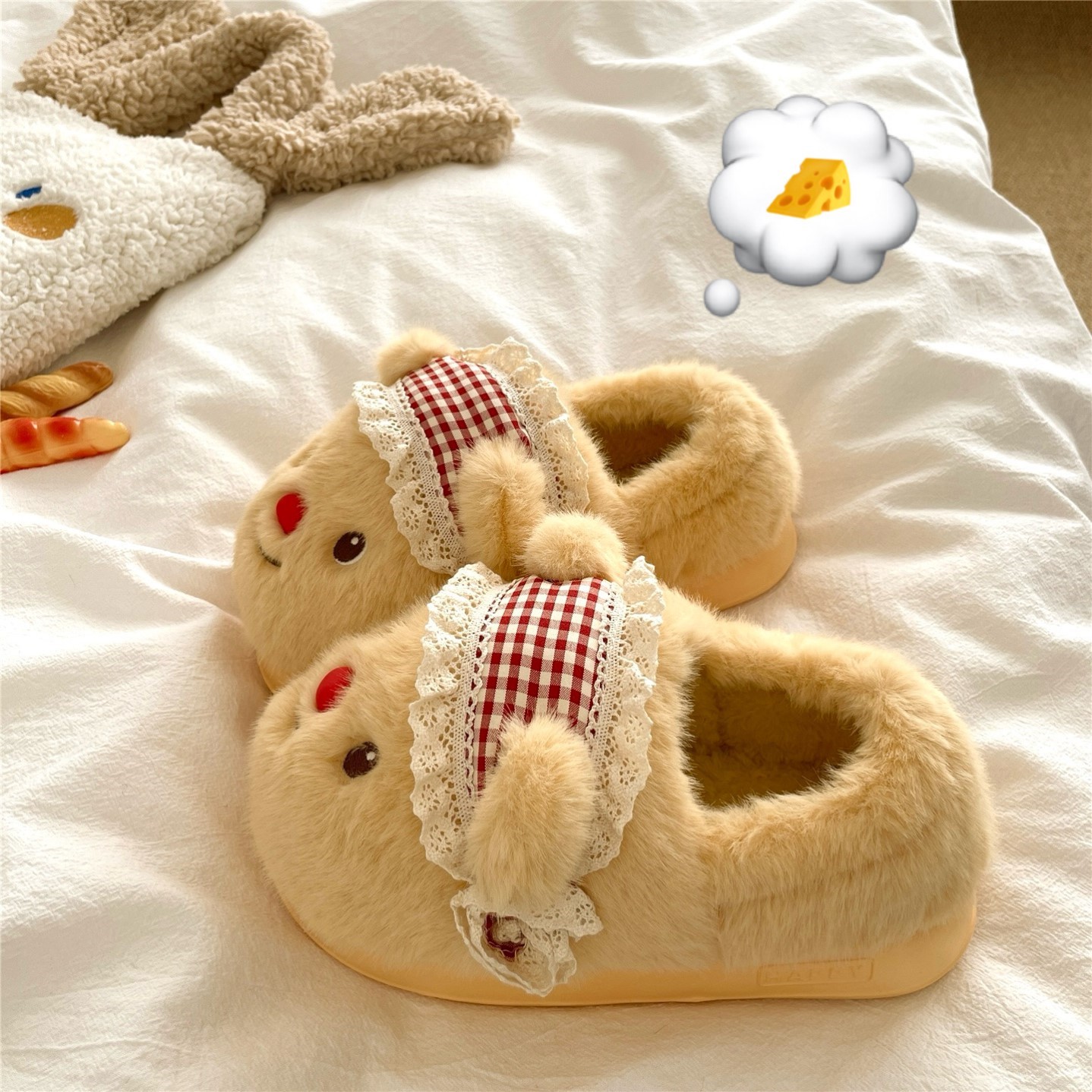 私房小熊~！可爱ins软萌包跟棉鞋女居家保暖冬季加绒毛毛棉拖鞋潮