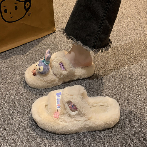 韩系可爱甜美星黛露毛毛鞋