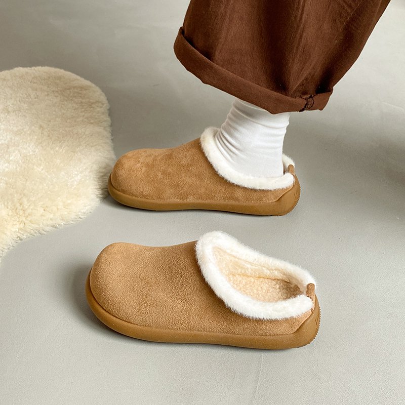 慵懒感简约圆头勃肯拖鞋女冬季