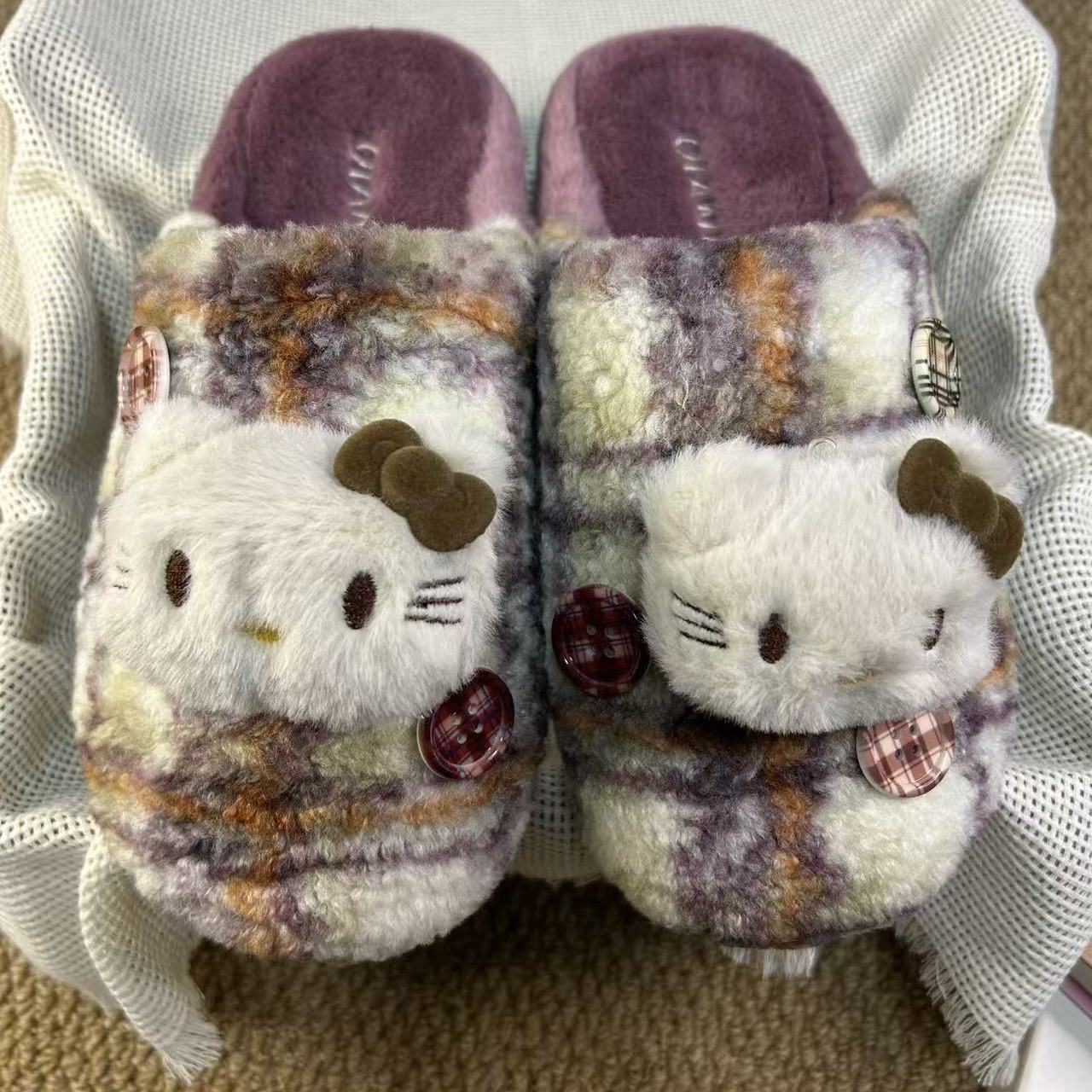 可爱凯蒂猫毛毛拖鞋女冬季