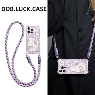 花朵猫咪适用三星s26ultra手机壳s25+全包s24fe斜挎挂绳s21+/s23女a06创意a14透明a23/a35硅胶a52/a54防摔a56