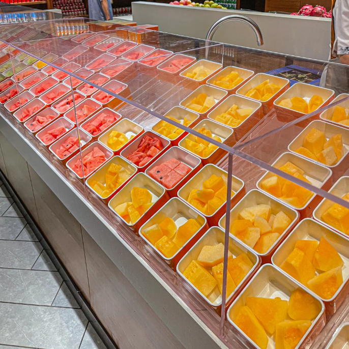 水果汤泉同款四方盒白色密胺会所洗浴水汇小吃水果点心自助拿取盘