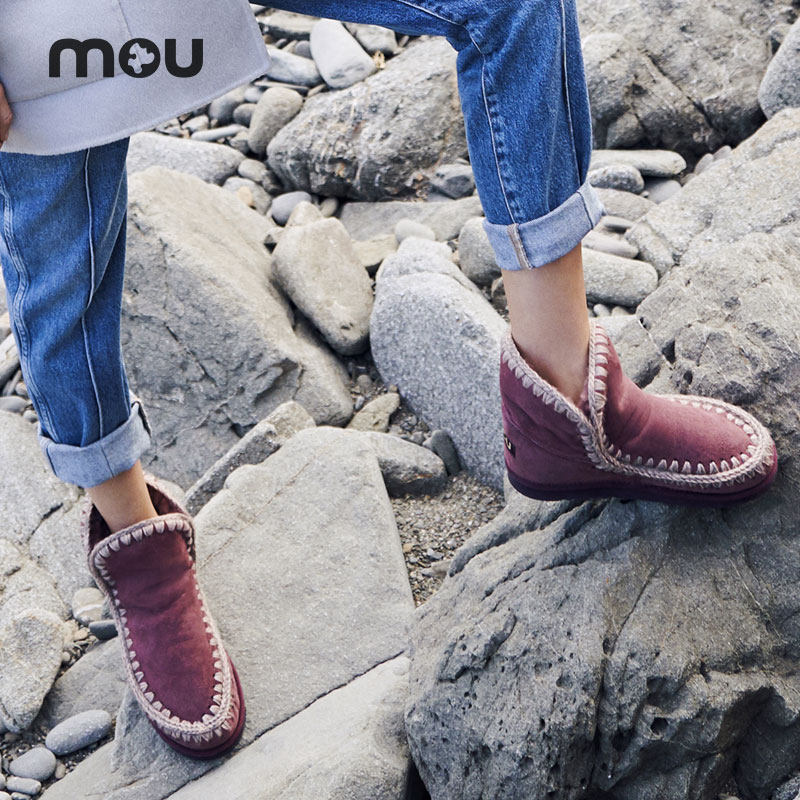 mou冬 eskimo18爱斯基摩系列经典女士真皮雪地靴女鞋