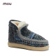 mou秋冬爱斯基摩迷你休闲羊皮毛一体格纹花呢雪地靴短靴