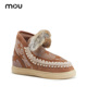 mou冬季 爱斯基摩星钻貂毛短靴羊皮毛一体圆头平跟雪地靴女鞋