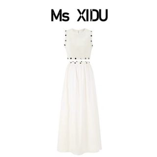 Ms XIDU 原创法式极简风上衣裙子套装女可拆卸背心半身裙两件套夏