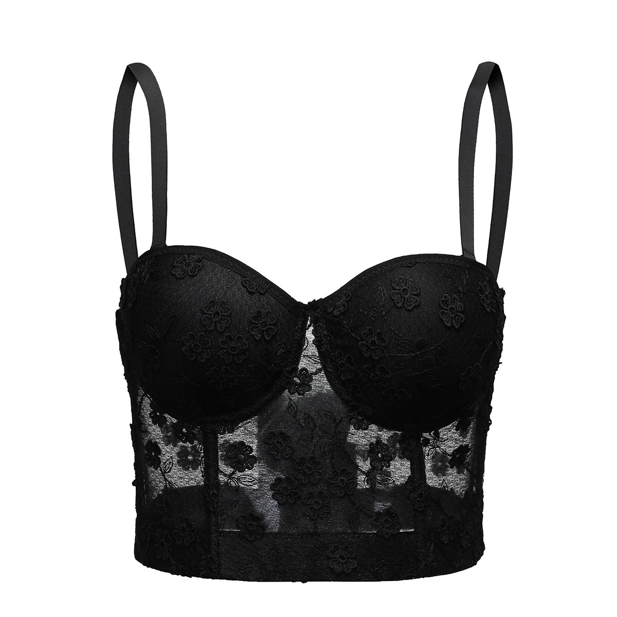 黑色抹胸上衣露肩性感内搭胸衣短款蕾丝吊带背心女外穿潮ins蹦迪