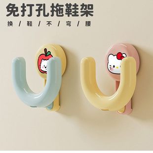 卡通高颜值Kitty猫浴室免打孔置物架可爱少女心美乐蒂吸盘拖鞋架