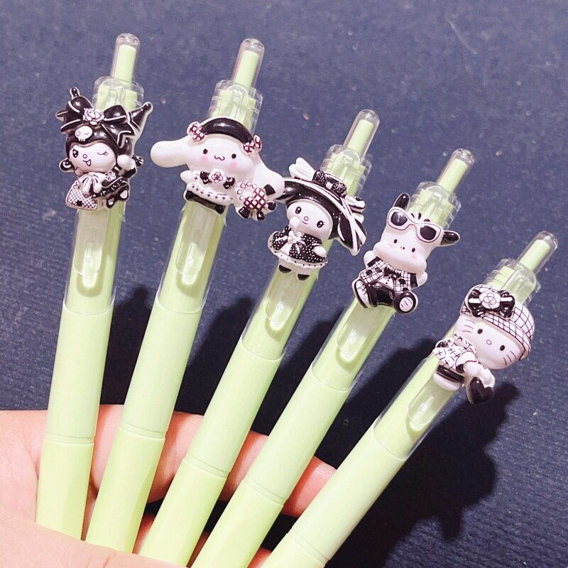 高颜值玉桂狗中性笔ST头黑笔可爱卡通库洛米按动笔学生速干刷题笔