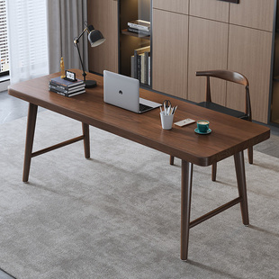 全实木双人书桌家用卧室电脑桌工作台办公桌写字台主管学生长桌子