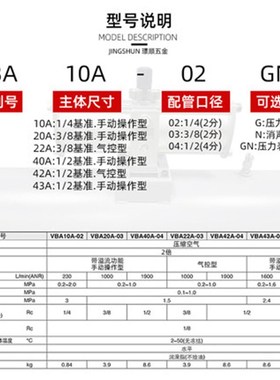 新款增压气缸增压缸空气增压阀气体增压泵气动气压vba10a02压缩增