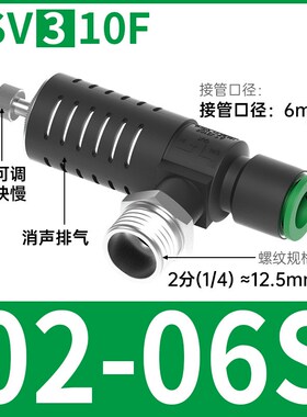 ASV快速排气放气节流阀310F-01-06S带消声器可调节接头410F-02-08