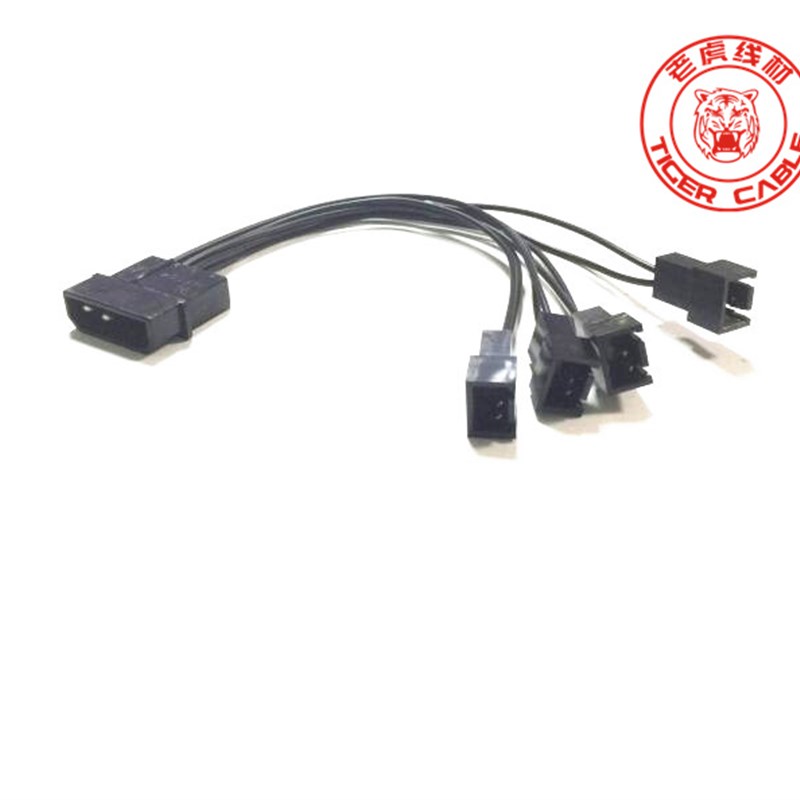 大4pin转4个小3pimn风扇转接线IDE molex 4Pin转3Pin风扇连接线
