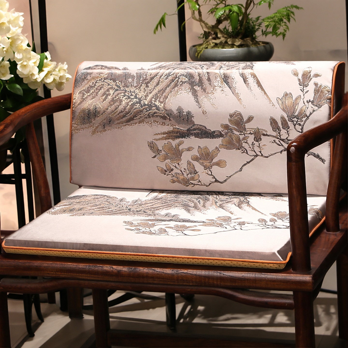 中式红木椅子靠背垫沙发坐垫靠背一体茶椅圈椅护腰靠垫小靠垫定制