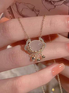 如意平安锁项链女不掉色轻奢小众白玉髓长命锁纯潮流锁骨送女友礼