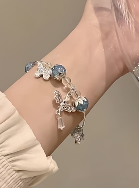 轻奢小众蝴蝶串珠手链女款印象高级气质情侣手串闺蜜礼物百搭