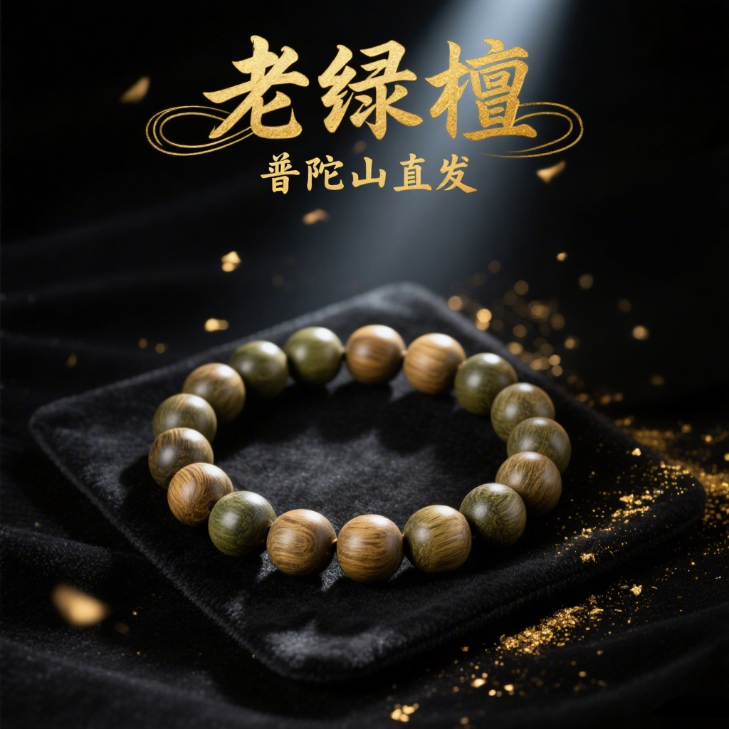 【普陀山】老绿檀木手串
