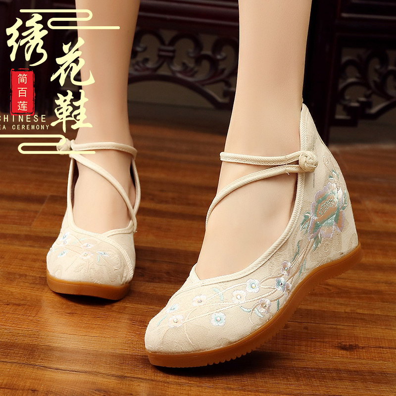 老北京布鞋女2018新款夏季坡跟内增高复古民族风配汉服鞋子绣花鞋|ruв категории Женская обувь, низкий чистка - от Buy2taobao.com для оказания профессиональной услуги покупки агента Taobao