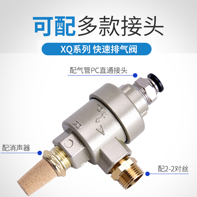 气动气缸配件快速排气阀 快排放气急速阀加接头XQ170600 2 3 4分