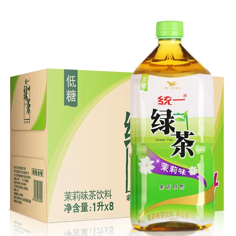 统一 绿茶茉莉味瓶装茶饮料1L*8瓶整箱1000ml大瓶装