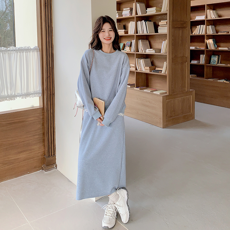 今年流行蓝色卫衣套装裙女2025春季新款超好看学院风半身裙两件套