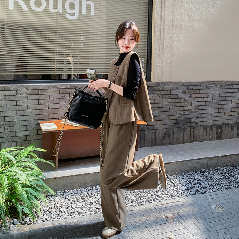 老钱风西装马甲套装女2025春秋季新款高级感盐系穿搭阔腿裤两件套