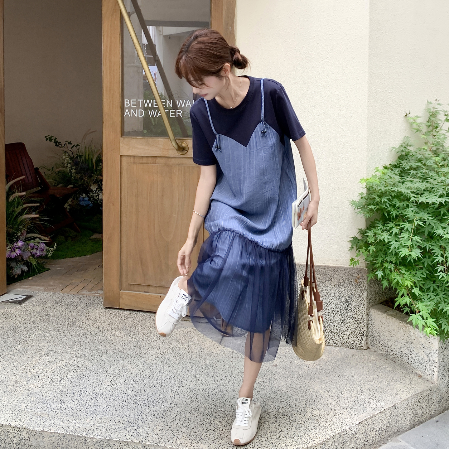 藏青色浪漫小清新减龄连衣裙女