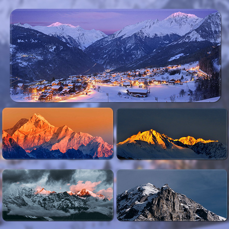 日照金山鼠标垫风景超大号男生女生游戏办公定制电脑桌垫防滑垫子