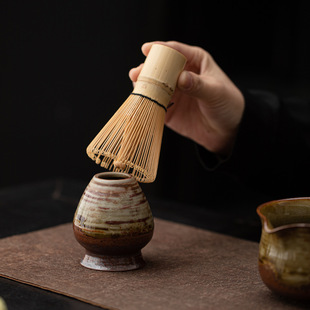 向美窑变螺纹茶筅立复古粗陶抹茶工具茶筅座茶筅托宋代点茶器配件