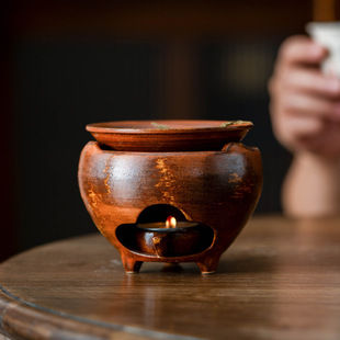 向美寂色天圆蜡烛香薰炉侘寂风雪松炉加热炉香炉套装温茶烤茶炉子