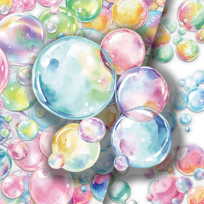100张彩色泡泡PET贴纸梦幻泡泡手账手机壳笔记本桌面装饰防水贴画