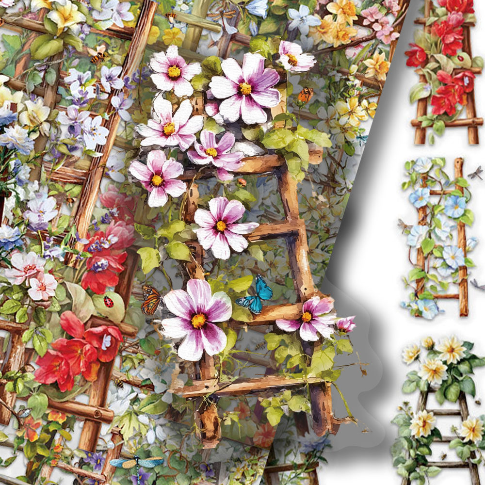 100张花梯藤蔓贴纸PET清新花卉花朵手账手机壳笔记本装饰防水贴画