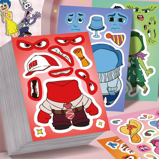16张头脑特工队换脸拼贴纸卡通创意手账手机壳笔记本装 饰防水贴画