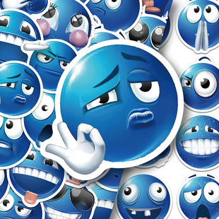 100张猥琐蓝豆异形搞笑抽象贴纸diy装饰手机壳笔记本手账防水贴画