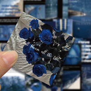 装 60张蓝调时刻清冷氛围爆款 饰手账文具防水贴纸 蓝调氛围贴画