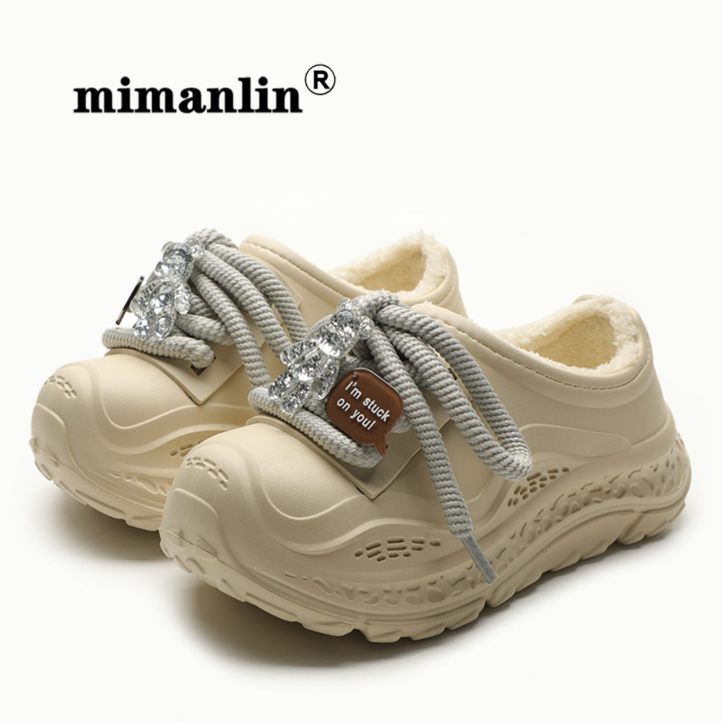 秋冬懒人潮酷休闲棉鞋厚底外穿增高鞋百搭舒适防滑防水一脚蹬女鞋