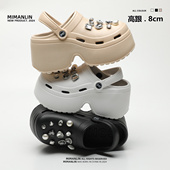 女夏季 2024新款 外穿防滑凉拖鞋 水钻增高跟eva防臭洞洞鞋 沙滩凉鞋