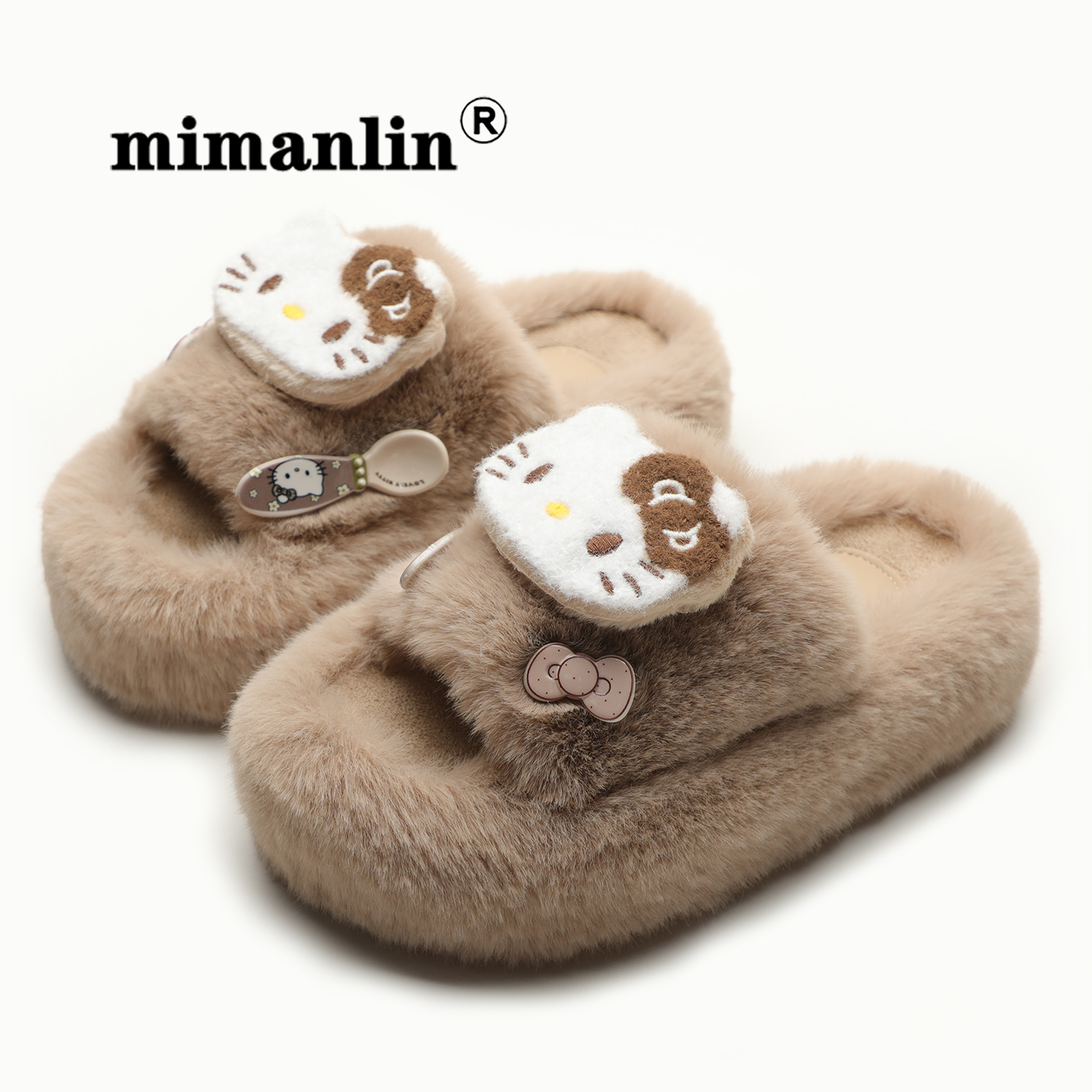 厚底毛毛拖鞋女秋冬加绒保暖外穿增高可爱室内居家一字可爱棉拖鞋