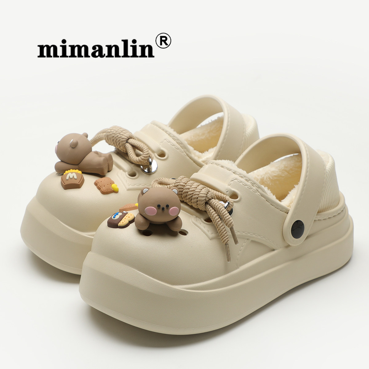 米曼琳个性情侣加绒洞洞鞋男女秋冬季2024新款防滑防水网红棉鞋子,女鞋,棉鞋,淘宝优惠券,粉丝福利购,淘宝优惠卷